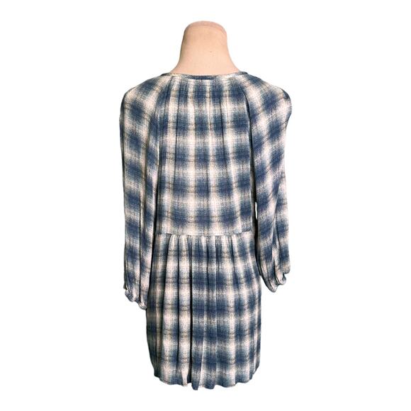 Maeve blue plaid 3/4 sleeves v neck tunic top blouse size small - Picture 10 of 15